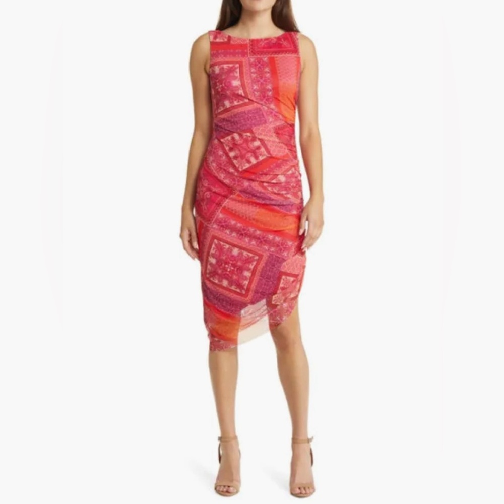 🌅 Eliza J Patchwork Asymmetric Dress, women’s size 10. Mini dress!